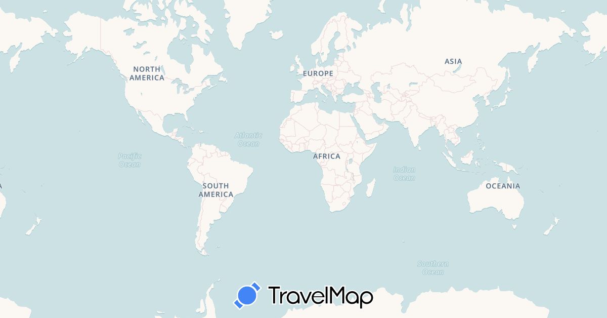 TravelMap itinerary: driving, bus, plane in Spain, France, Mexico (Europe, North America)